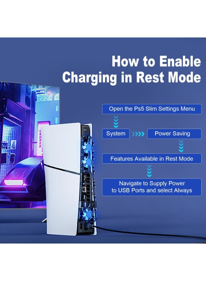 PS5 Accessories Cooling Fan [Auto On/Off] with LED Light, for Slim Editions, Efficient Cooling System, Compatible with Horizontal Stand For Gaming Console - Image 4